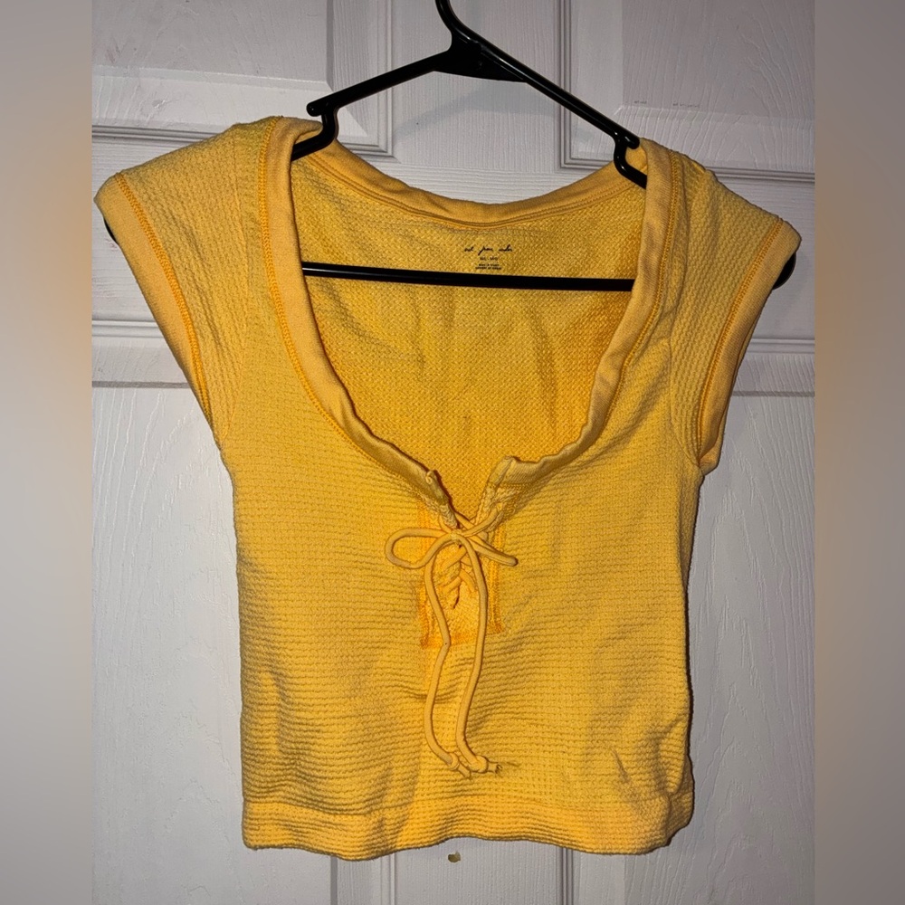 Yellow Urban Outfitters Out From Under Lace-Up Women's Top